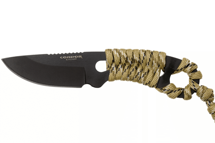 Couteau de cou Condor Carlitos Neck 60717 lame 6,4cm manche ajouré avec paracorde + étui