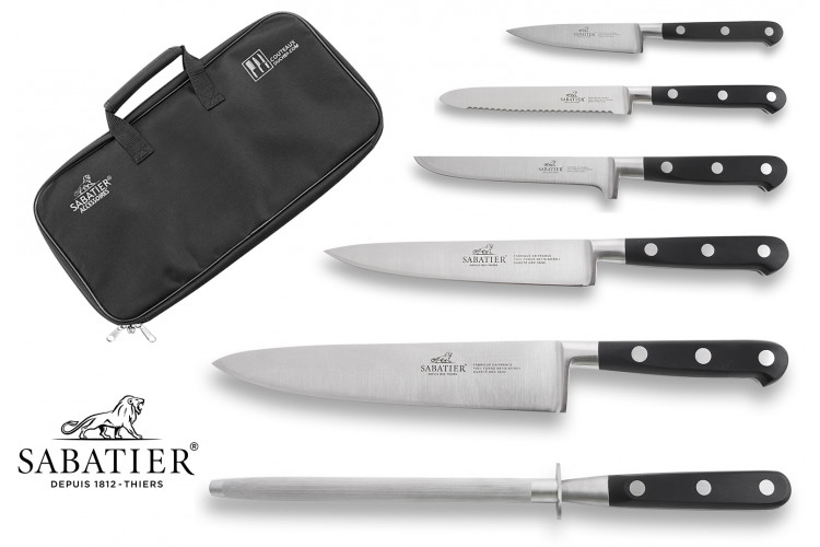 Mallette de 4 couteaux + 1 fusil Sabatier Chef fabrication fran&ccedil;aise