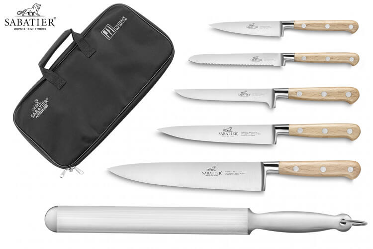 Mallette cuisine Sabatier Brocéliande 5 couteaux fabrication française + 1 fusil