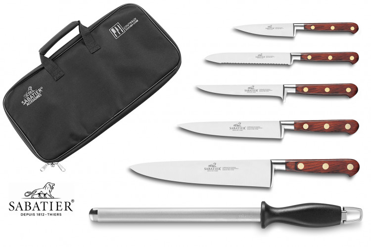 Mallette cuisine Sabatier Saveur 5 couteaux fabrication fran&ccedil;aise + 1 fusil