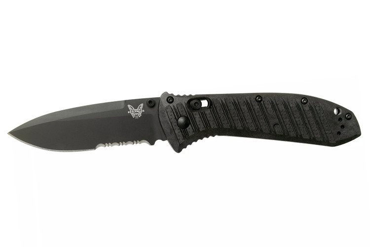 Couteau pliant Benchmade Presidio II 570SBK-1 lame noire semi-dent&eacute;e 9,5cm avec clip de poche
