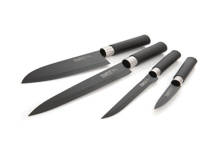 Coffret 4 couteaux de cuisine Berghoff rev&ecirc;tement c&eacute;ramique noir