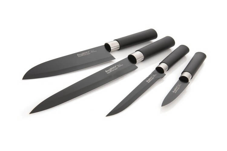 Coffret 4 couteaux de cuisine Berghoff revêtement céramique noir
