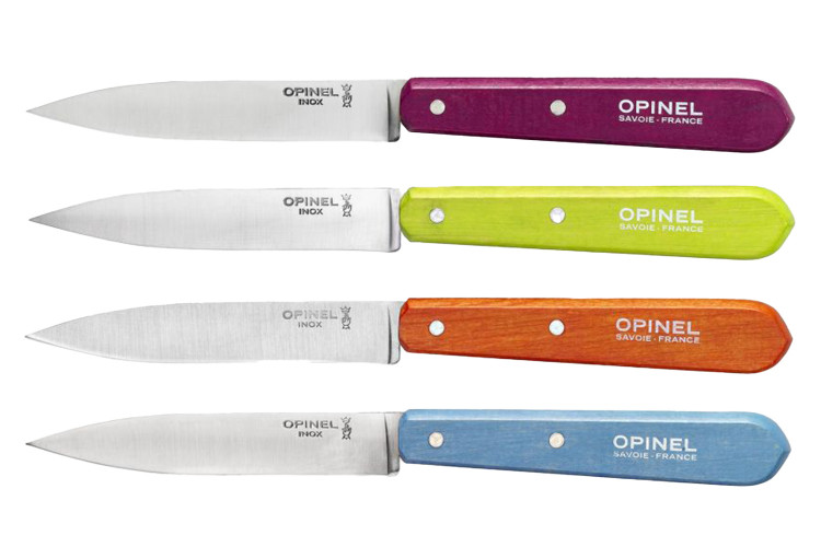 Coffret 4 couteaux d'office inox Opinel manches coloris acidul&eacute;s lame 10cm