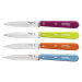 Coffret 4 couteaux d'office inox Opinel manches coloris acidulés lame 10cm