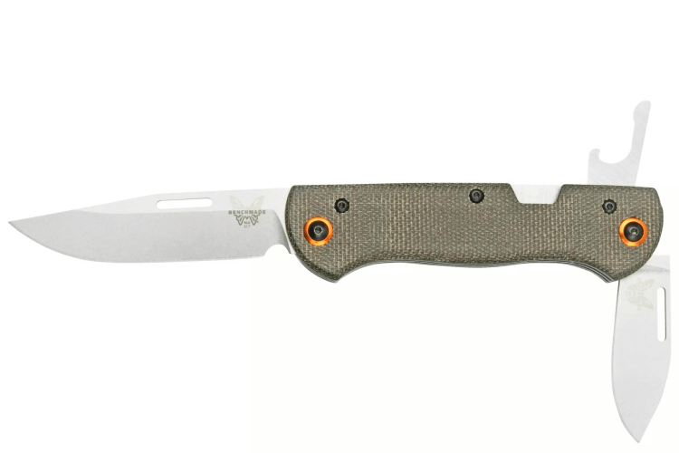 Couteau pliant multifonction Benchmade Weekender 317-1 double lame manche micarta/aluminium marron 9,78cm avec décapsuleur