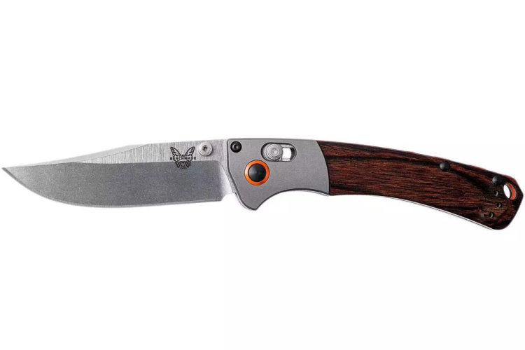 Couteau pliant Benchmade Mini Crooked River 15085-2 manche bois stabilis&eacute; 11cm