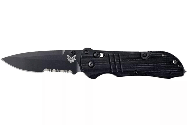 Couteau pliant Benchmade Tactical Triage 917SBK manche en G10 noir 12,4cm avec coupe ceinture