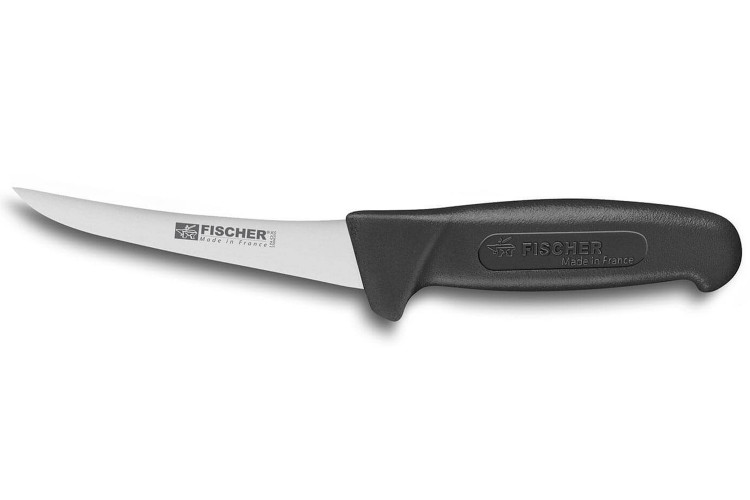 Couteau &agrave; d&eacute;sosser professionnel Fischer HACCP lame courb&eacute;e semi-flexible 13cm manche noir
