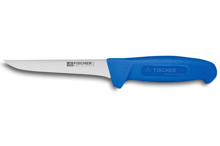Couteau &agrave; d&eacute;sosser professionnel Fischer HACCP lame droite 14cm manche bleu