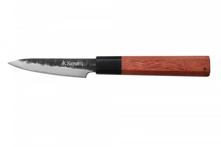 Couteau d'office Sayuto Séquoia San Mai martelé 9cm