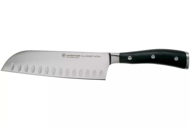 Couteau santoku W&uuml;sthof Classic Ikon forg&eacute; lame alv&eacute;ol&eacute;e 17cm