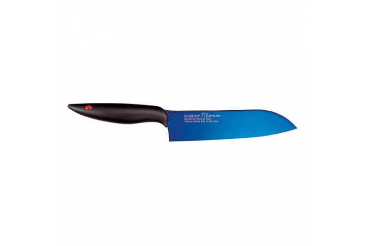 Couteau santoku Kasumi Titanium bleu lame 18cm