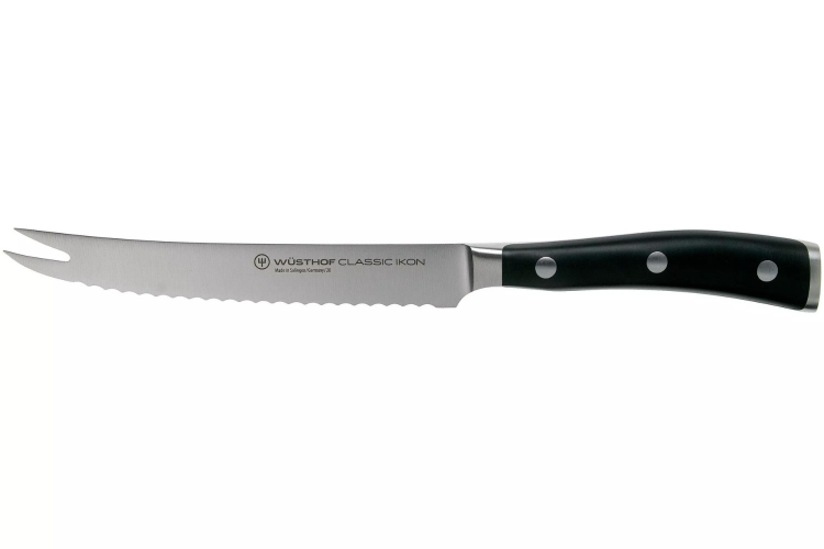 Couteau &agrave; tomates Wusthof Classic Ikon forg&eacute; lame crant&eacute;e 14cm