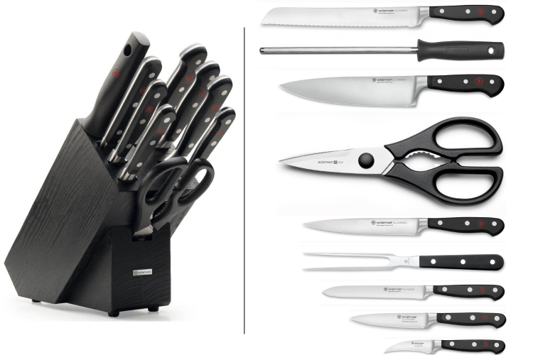 Bloc de 9 couteaux Wusthof Classic forg&eacute;s coloris anthracite