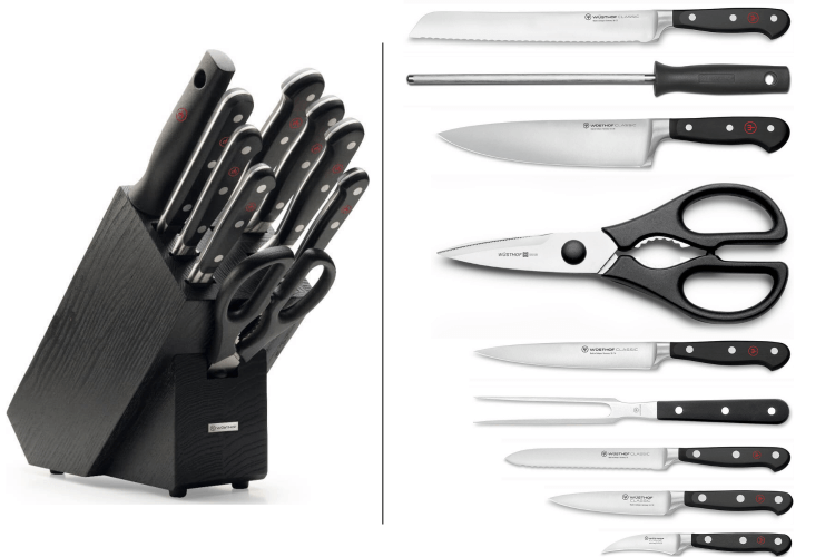 Bloc de 9 couteaux Wusthof Classic forgés coloris anthracite