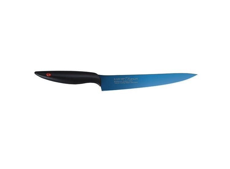 Couteau a decouper Kasumi Titanium bleu lame 20cm