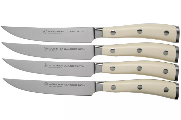 Coffret de 4 couteaux &agrave; steak W&uuml;sthof Classic Ikon blanc forg&eacute;s