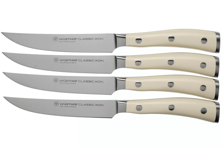 Coffret de 4 couteaux à steak Wüsthof Classic Ikon blanc forgés
