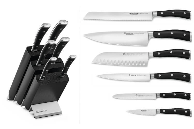 Bloc Wüsthof Classic Ikon noir - 6 couteaux forgés