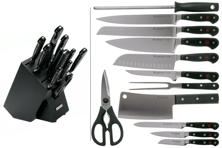 Bloc Wusthof Classic anthracite - 12 pi&egrave;ces forg&eacute;es