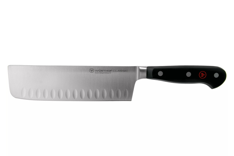Couteau Nakiri Wusthof Classic forg&eacute; lame alv&eacute;ol&eacute;e 17cm