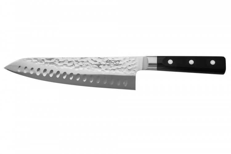 Couteau de chef japonais MAC HP Series alv&eacute;ol&eacute; et martel&eacute; 20cm