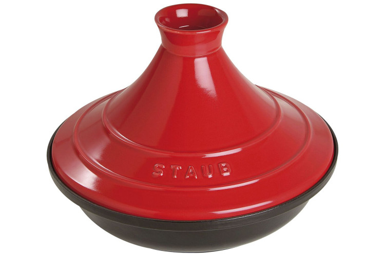 Plat &agrave; tajine Staub 28cm en fonte &eacute;maill&eacute;e avec couvercle compatible induction