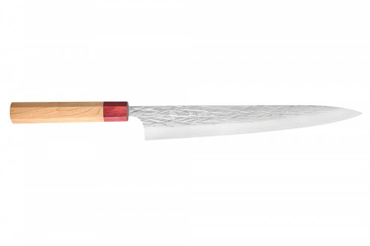 Couteau sujihiki japonais artisanal Yu Kurosaki Sasame acier cobalt 27cm