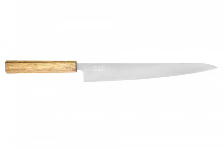 Couteau sujihiki japonais artisanal Wusaki Migaki G3 27cm