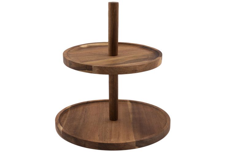 Pr&eacute;sentoir &agrave; g&acirc;teaux Point Virgule 2 &eacute;tages en bois d'acacia