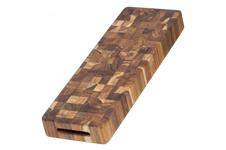 Billot rectangulaire Teak Haus en teck avec poign&eacute;es int&eacute;gr&eacute;es 45x15cm