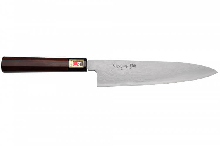 Couteau de chef japonais artisanal haut de gamme Yoshikazu Ikeda damas Blue Steel 1 21cm