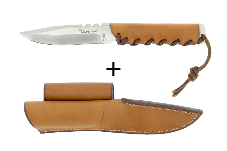 Couteau Wildsteer Baby Wild BWI0101 lame 9cm manche cuir gold + &eacute;tui en cuir assorti