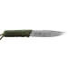 Couteau Wildsteer Baby Wild BWI4104 lame damassée 9cm manche cuir vert + étui en cuir assorti