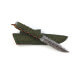 Couteau Wildsteer Baby Wild BWI4104 lame damassée 9cm manche cuir vert + étui en cuir assorti