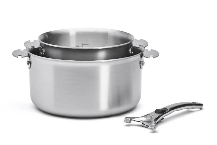 Set de 2 casseroles De Buyer Alchimy Loqy en inox avec poignée amovible