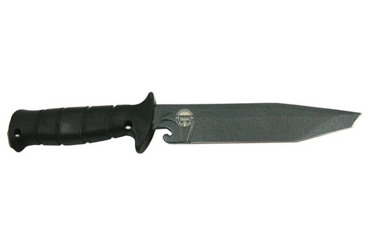 Couteau Wildsteer Wing-Tactic WING6113 lame tanto 12,5cm logo GIGN manche kraton noir + brise-vitre + étui POM + malette