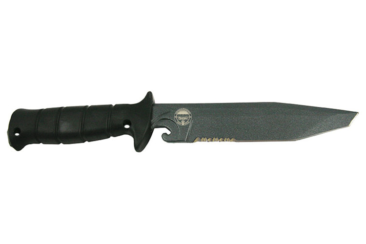 Couteau Wildsteer Wing-Tactic WING6213 lame semi-dent&eacute;e 12,5cm logo GIGN manche kraton noir + brise-vitre + &eacute;tui POM + malette