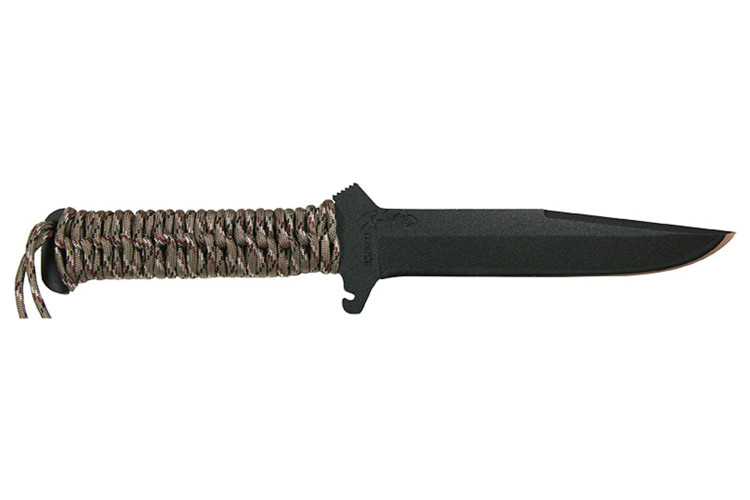 Couteau de chasse Wildsteer TX Wild TXW3111 lame noire 16cm manche paracorde D&eacute;sert Camo + &eacute;tui en nylon