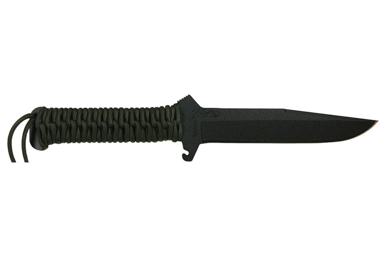 Couteau de chasse Wildsteer TX Wild TXW3112 lame noire 16cm manche paracorde Kaki + &eacute;tui en nylon