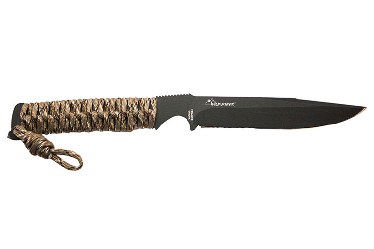 Couteau Wildsteer Kraken KRA3211 lame noire 11,8cm manche paracorde coyote + &eacute;tui ambidextre