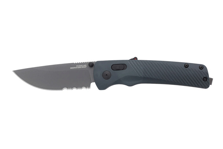 Couteau pliant SOG Flash At Grey SGFLASHSGR semi-dent&eacute; manche en nylon/fibres de verre gris 11,6cm