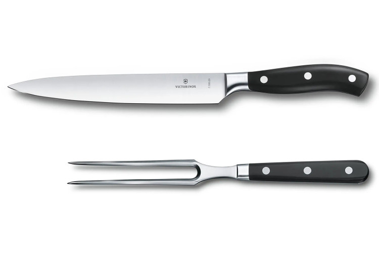 Coffret Victorinox Grand Ma&icirc;tre couteau &agrave; d&eacute;couper + fourchette &agrave; viande forg&eacute;s