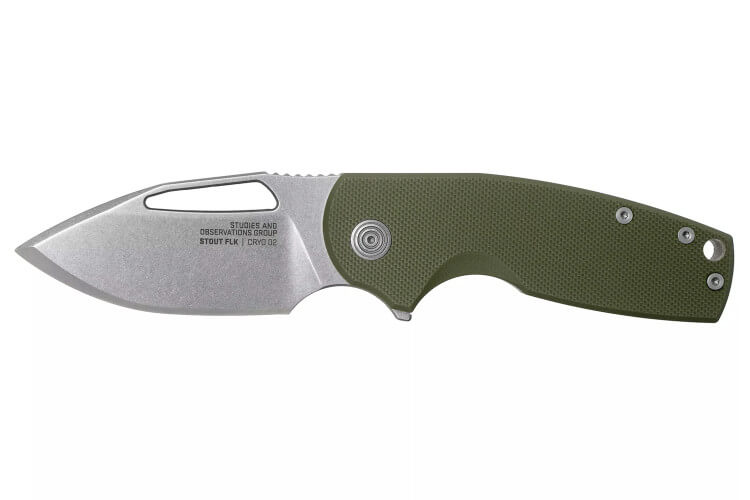Couteau pliant SOG STOUT FLK SGSTOUTGR manche en acier inox/G10 olive 9,6cm