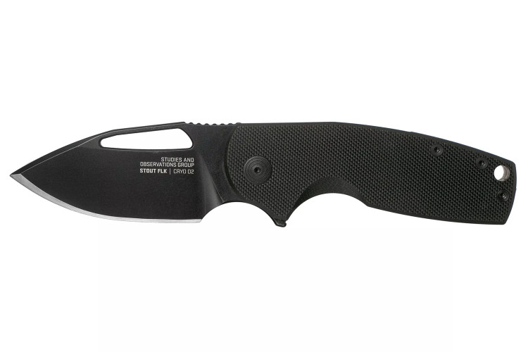 Couteau pliant SOG STOUT FLK SGSTOUTBK manche en acier inox/G10 noir 9,6cm
