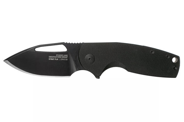 Couteau pliant SOG STOUT FLK SGSTOUTBK manche en acier inox/G10 noir 9,6cm