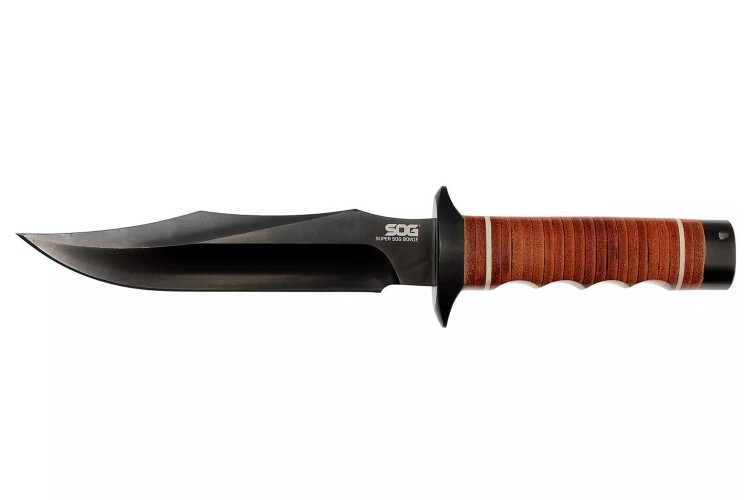 Couteau SOG Super Bowie SGSB1TL lame 19cm manche en cuir + &eacute;tui en cuir