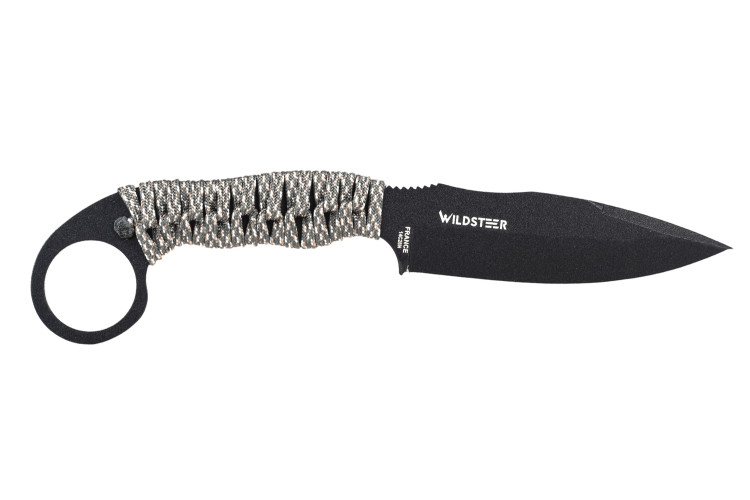 Couteau Wildsteer Talim TAL3114 lame noire 9,7cm manche paracorde urban camo + &eacute;tui Kydex