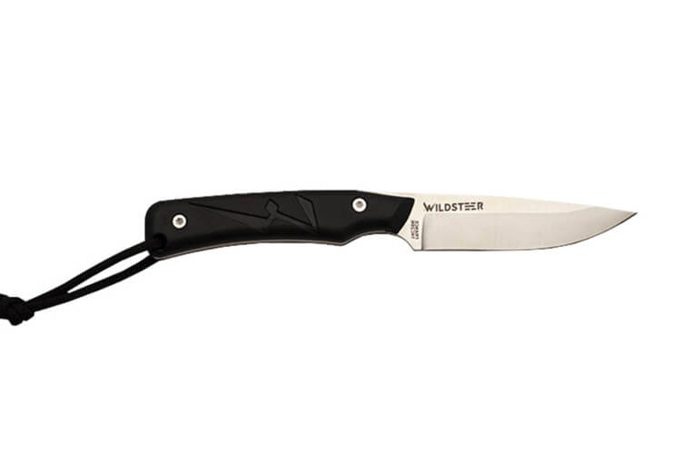 Couteau Wildsteer Troll TRO0113 lame 8,5cm manche tactiprène noir + étui en Kydex